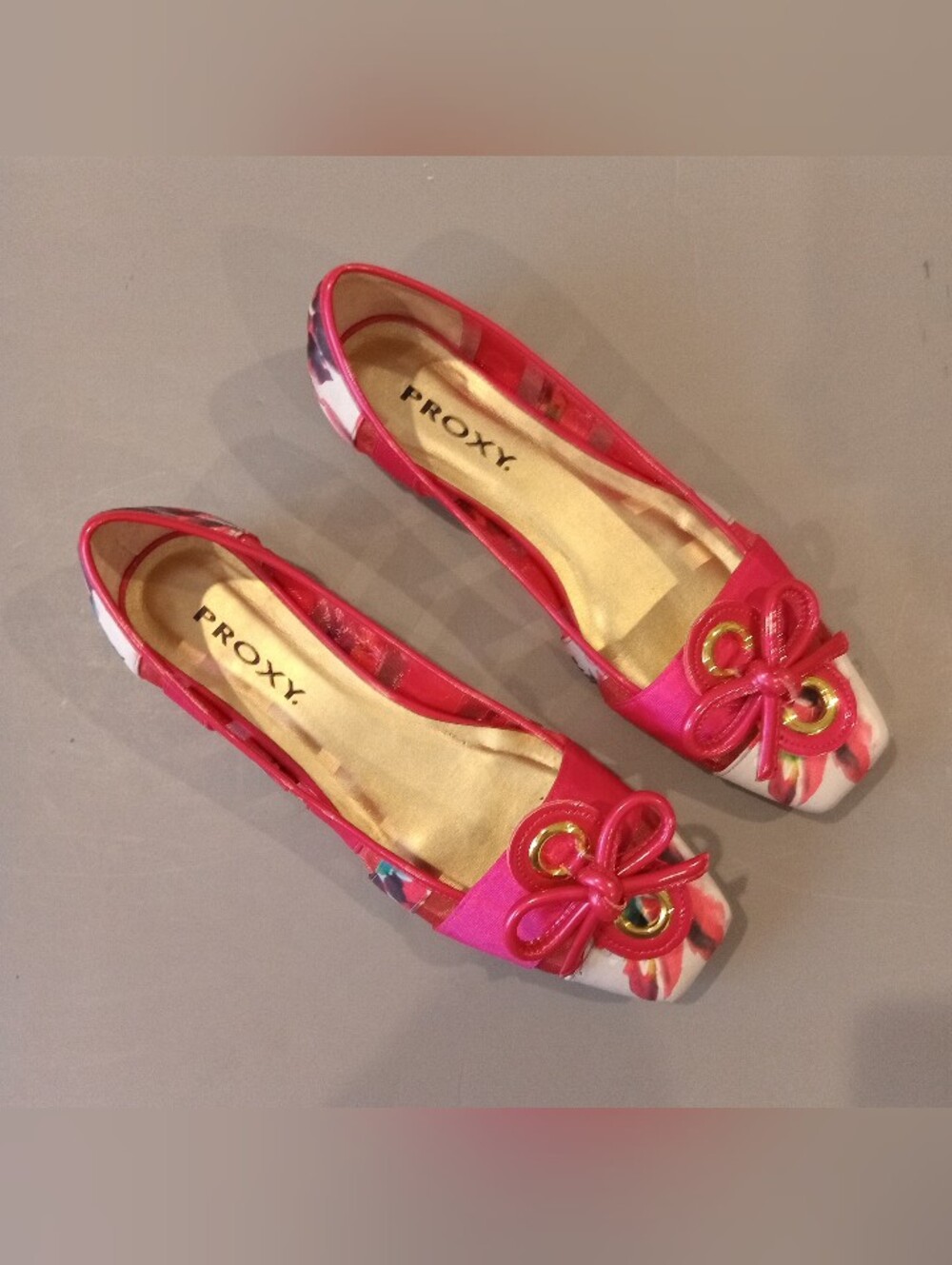 Proxy Pink Gold Floral Bow Ballet Flats Breathable Women's Size 10 1/2